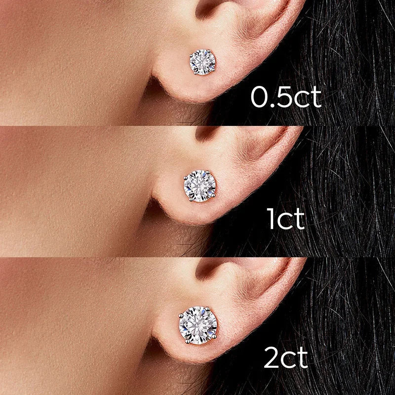 Brinco Solitário 4 Garras Moissanite Banhado a Ouro 18k