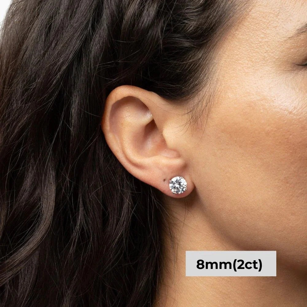 Brinco Solitário Haste Moissanite Banhado a Ouro 18k