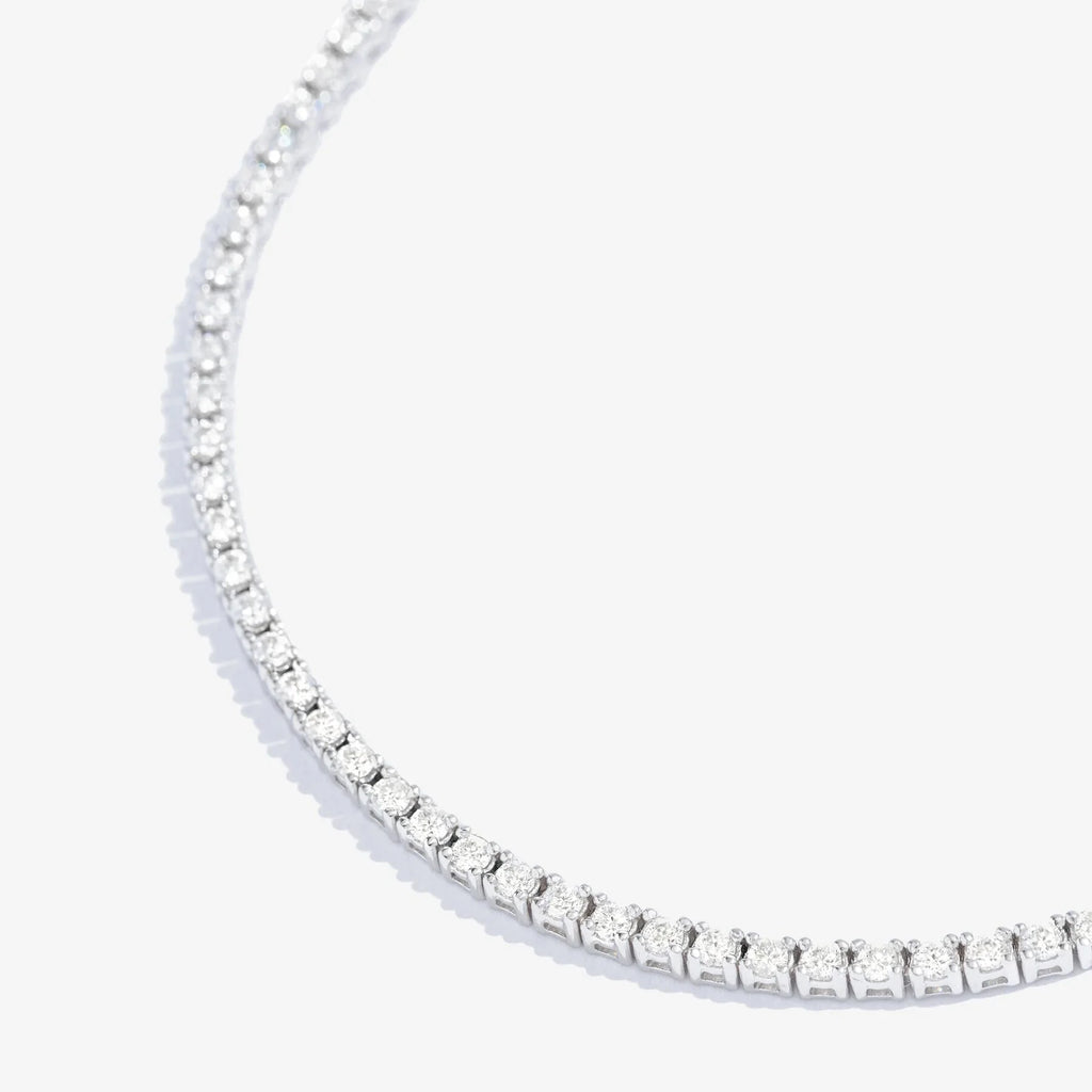 Colar Riviera Moissanite 2mm Banhado a Ouro Branco