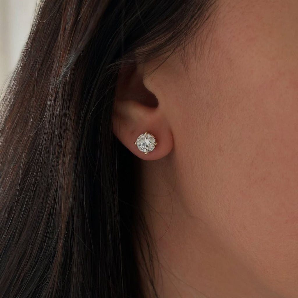 Brinco Solitário Haste Moissanite Banhado a Ouro 18k