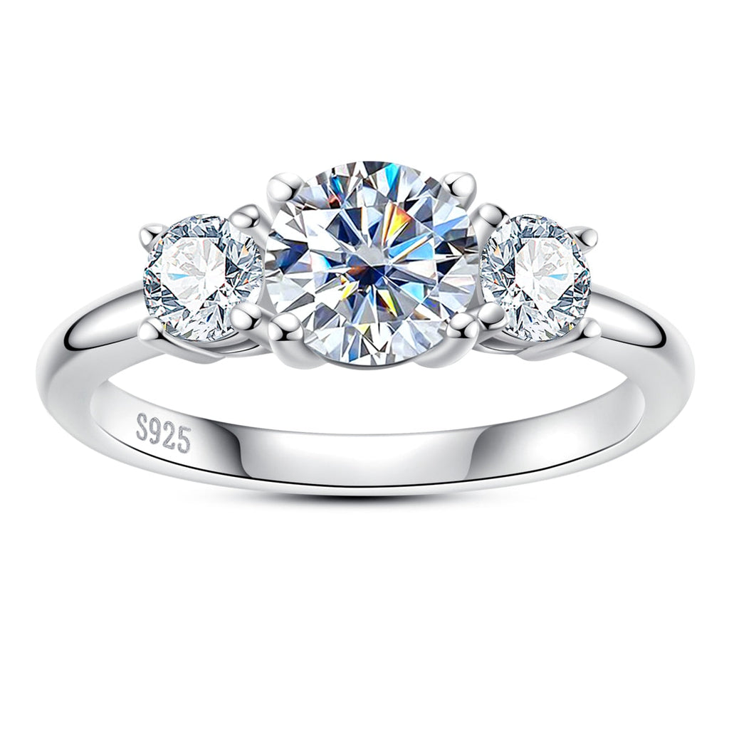 Anel Triplo Brilho Moissanite Banhado a Ouro 18k