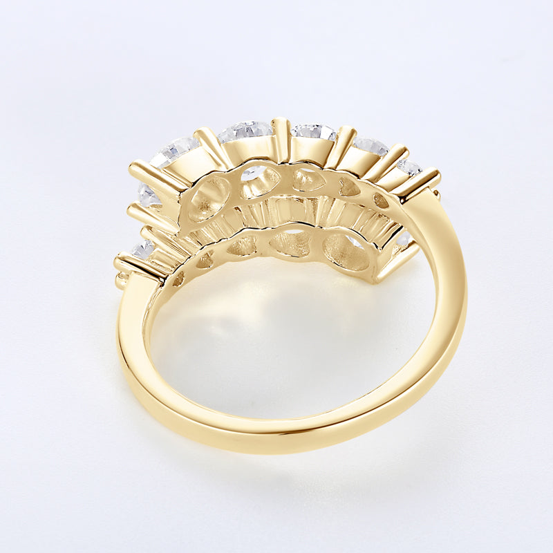 Anel 10 Pedras Moissanite Banhado a Ouro 18k