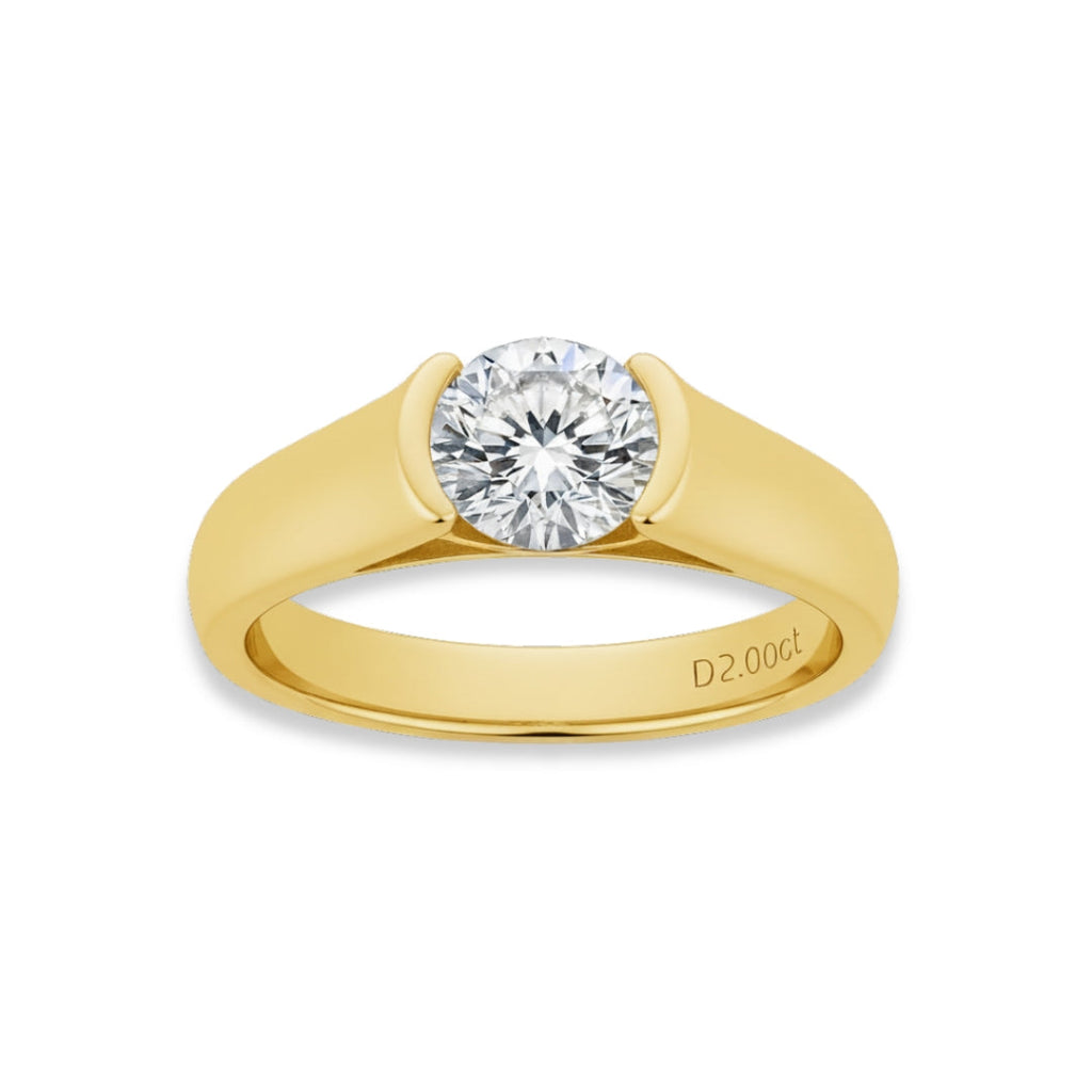 Anel Luar Solitário Moissanite Banhado a Ouro 18k