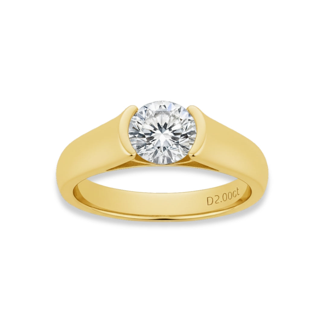 Anel Luar Solitário Moissanite Banhado a Ouro 18k