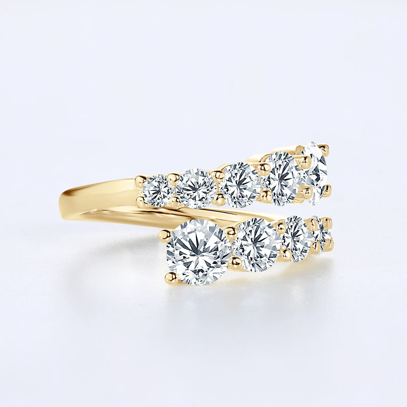 Anel 10 Pedras Moissanite Banhado a Ouro 18k