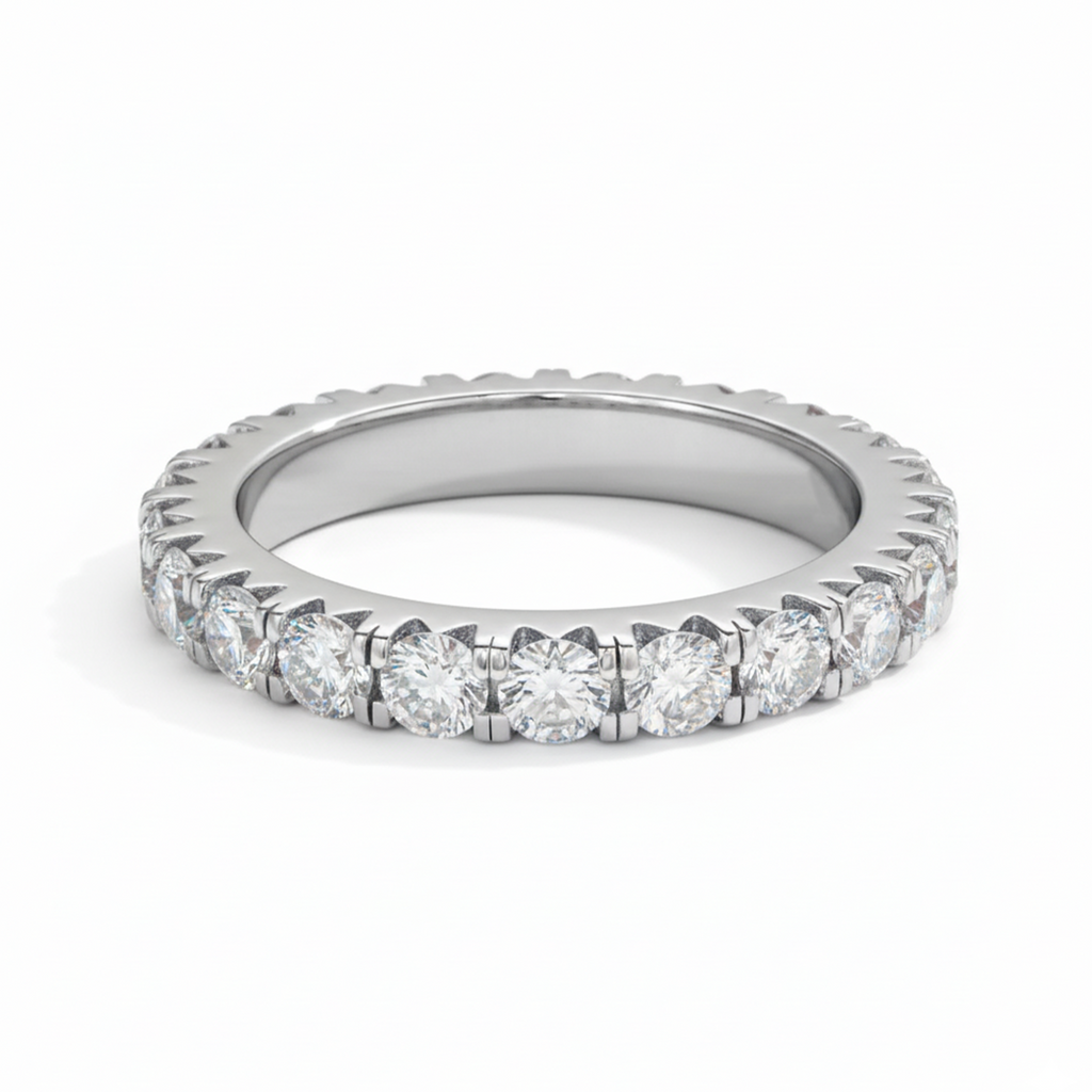 Aliança 200 Pontos Moissanite Banhada a Ouro Branco 18k