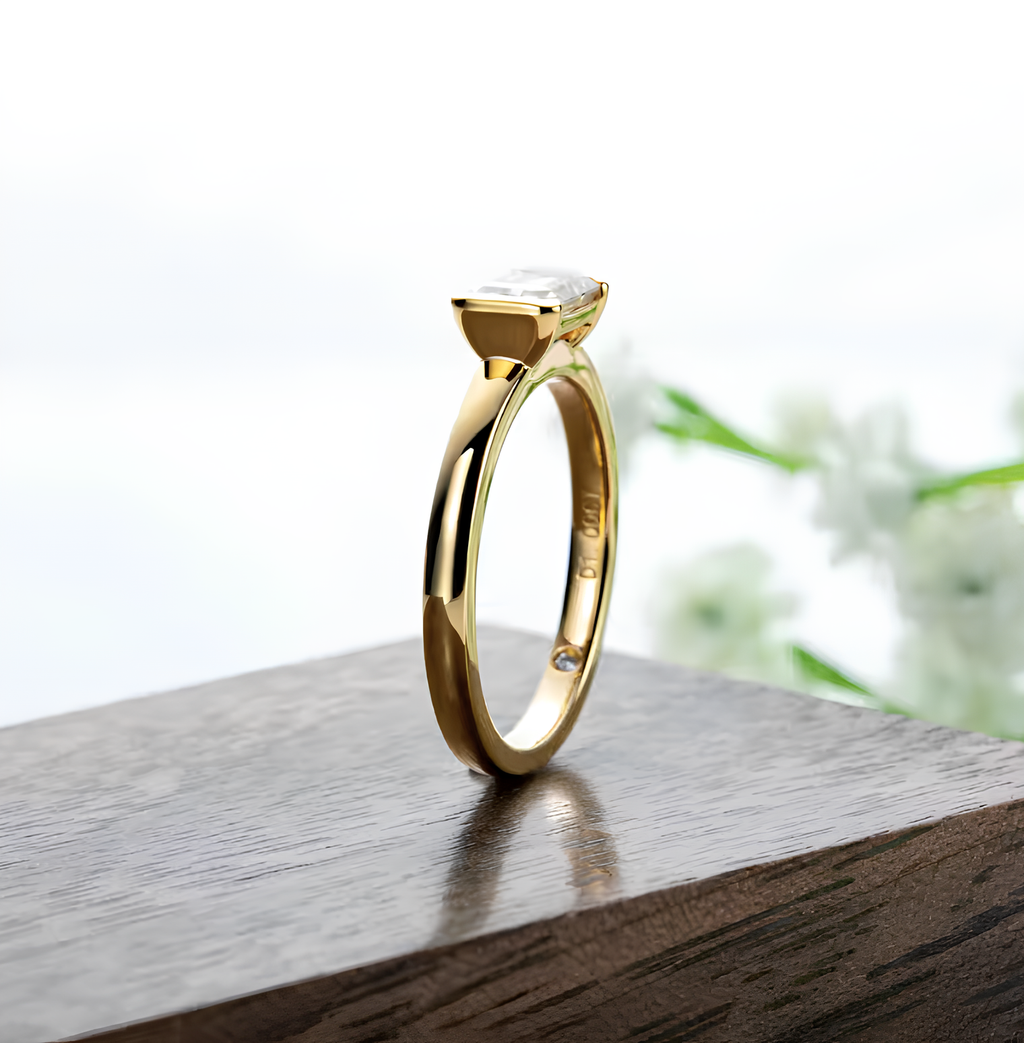 Anel Soft Esmeralda Moissanite Banhado a Ouro 18k