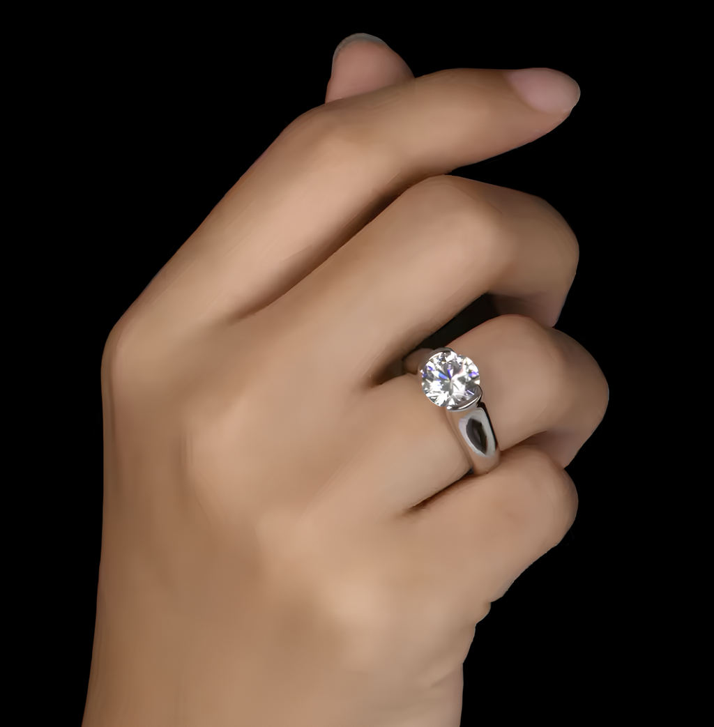 Anel Luar Solitário Moissanite Banhado a Ouro 18k