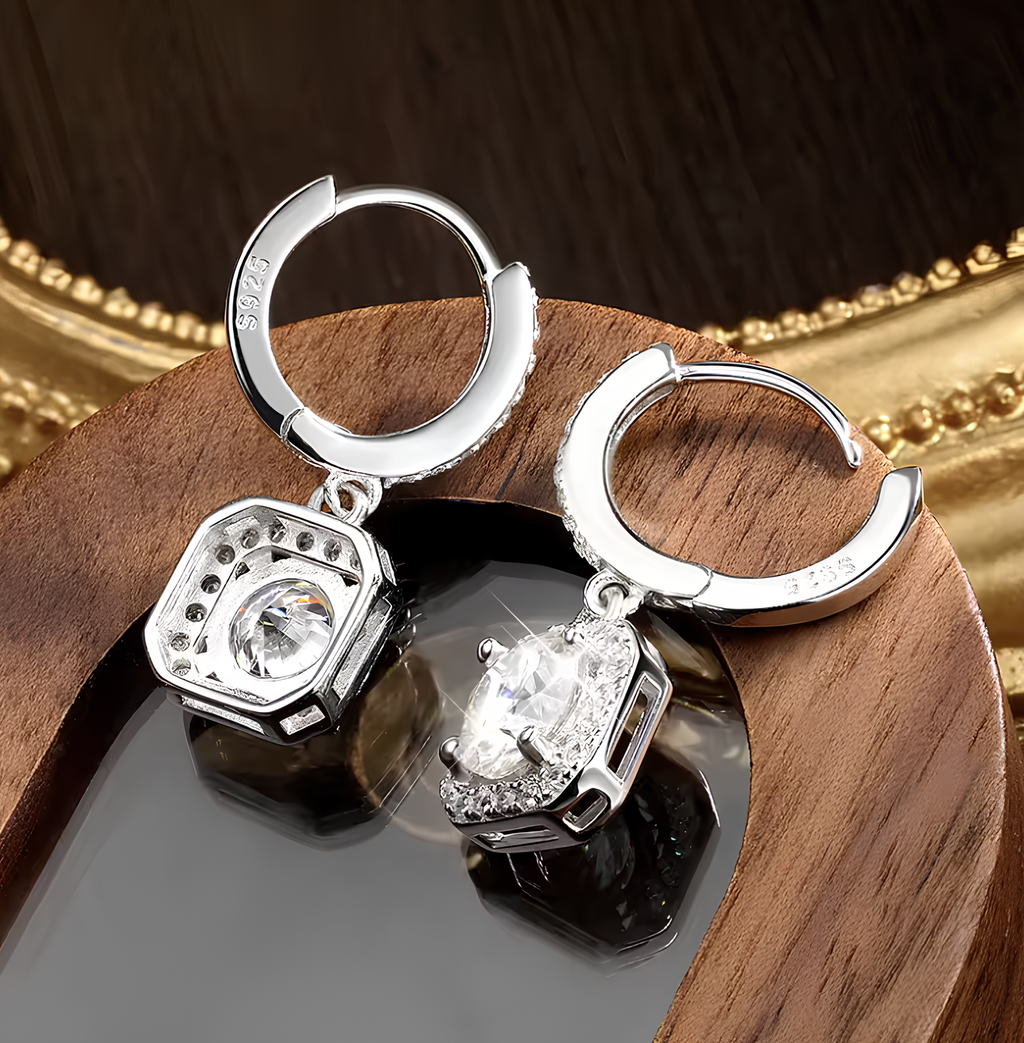 Brinco Moissanite Brilhante Banhado a Ouro 18k