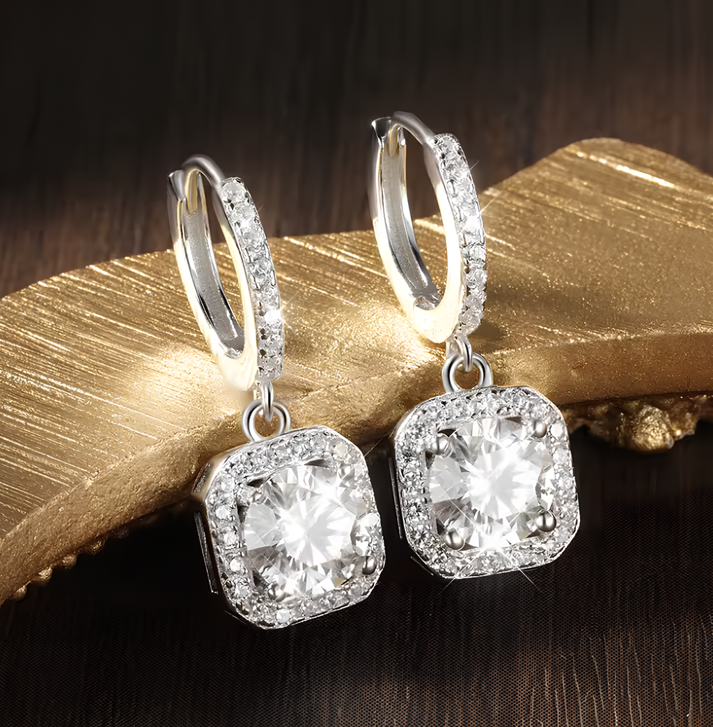Brinco Moissanite Brilhante Banhado a Ouro 18k