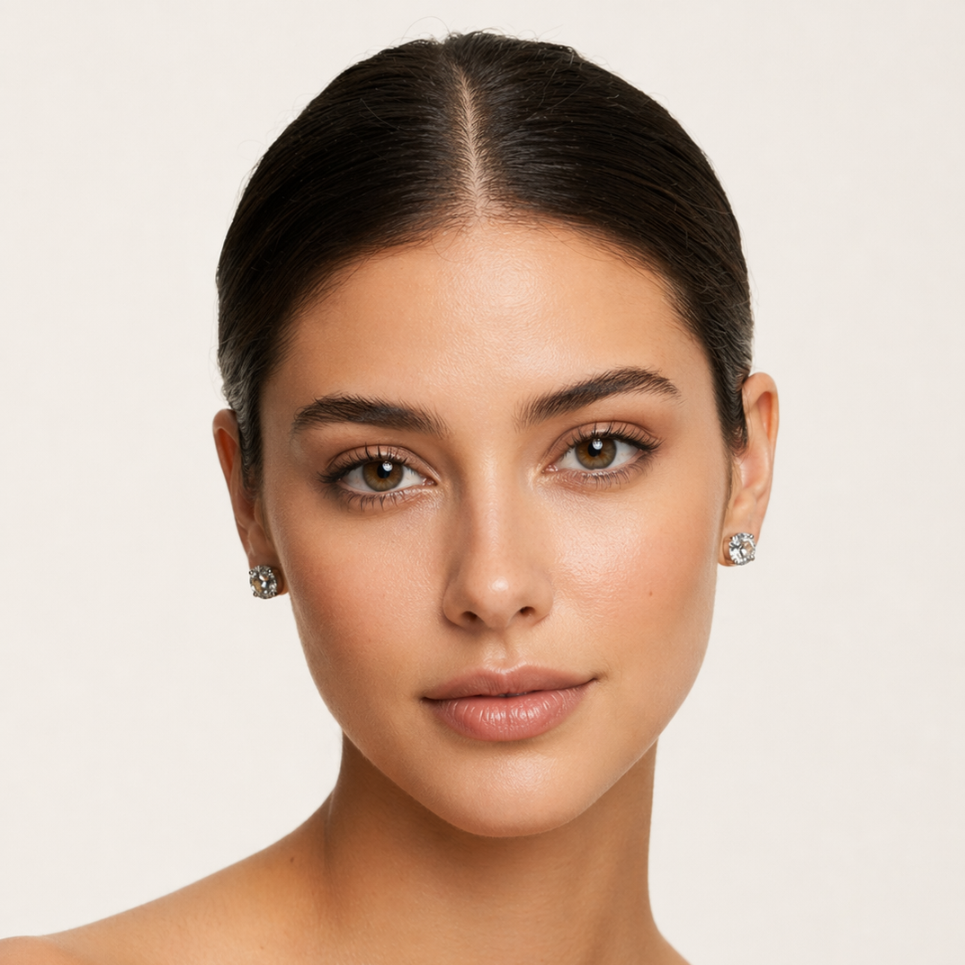Brinco Solitário Haste Moissanite Banhado a Ouro 18k