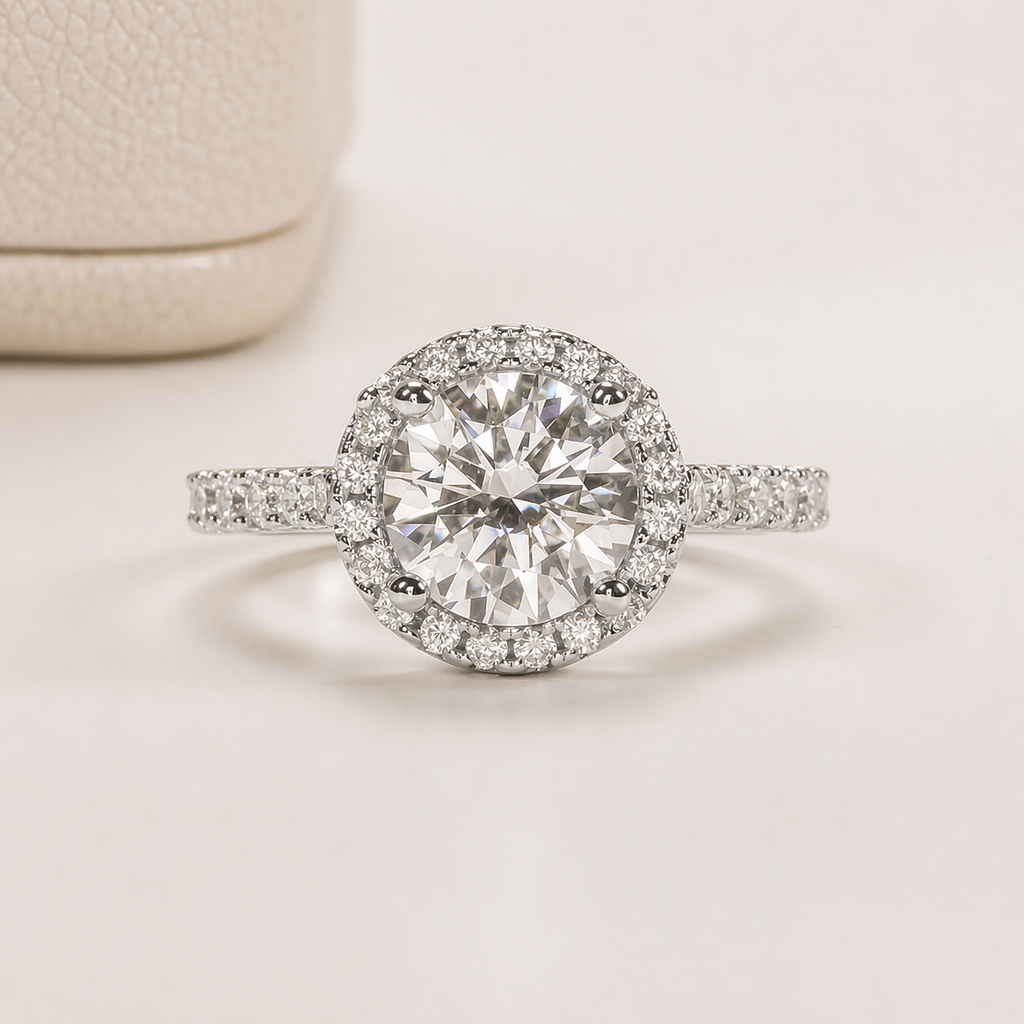 Anel Coroa Brilhante Moissanite Cravejado Banhado a Ouro 18k
