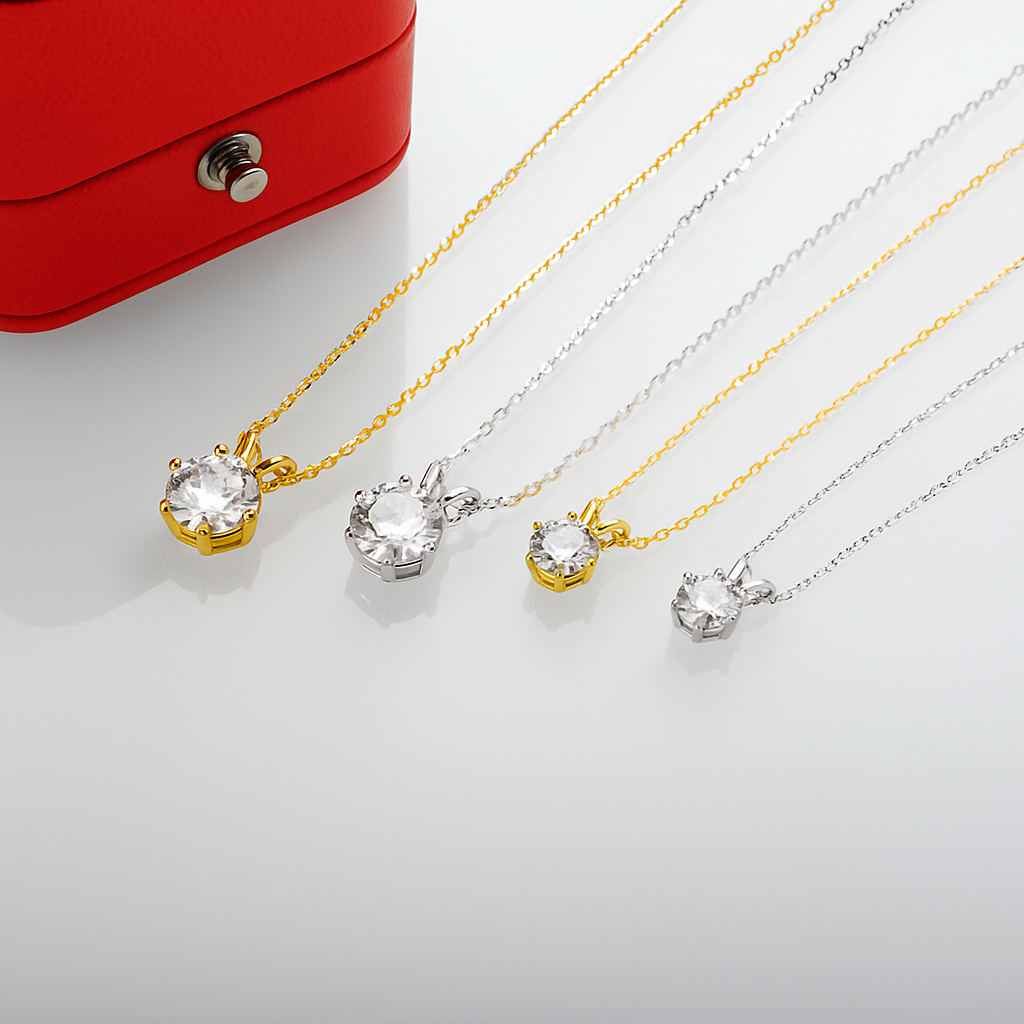 Colar 6 Garras Moissanite Banhado a Ouro