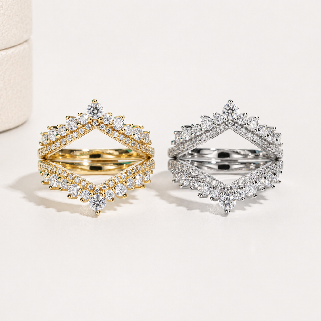 Meia Aliança Celestial Moissanite Banhada a Ouro 18k