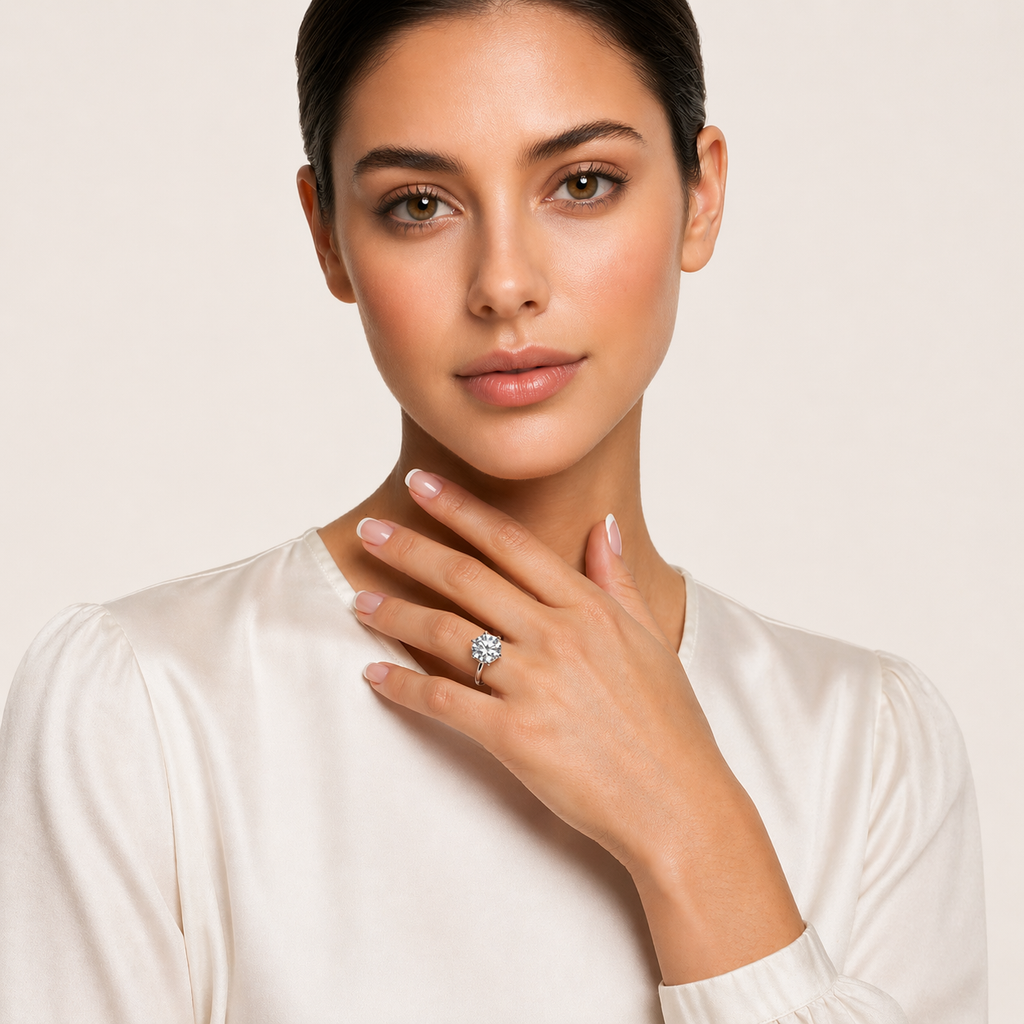 Anel Solitário Brilhante Moissanite Banhado a Ouro 18k