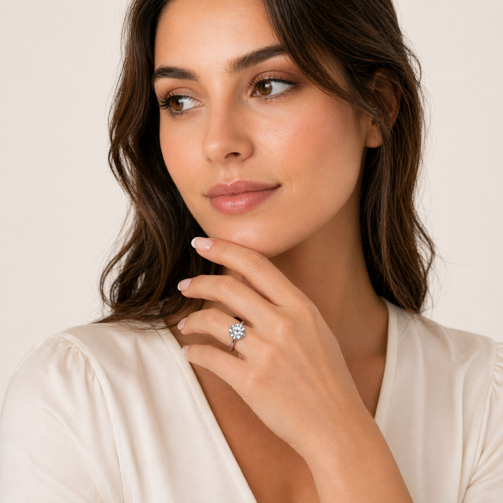 Anel Solitário Brilhante Moissanite Banhado a Ouro 18k