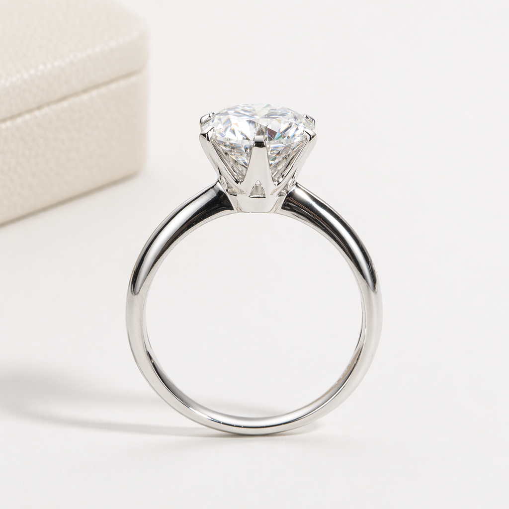 Anel Solitário Brilhante Moissanite Banhado a Ouro 18k