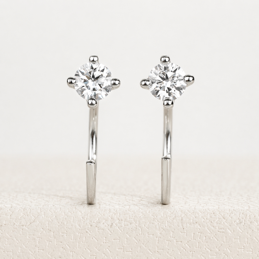 Brinco Ponto Luminoso Moissanite Banhado a Ouro 18k