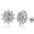 Brinco Flor de Cristal Moissanite Banhado a Ouro 18k