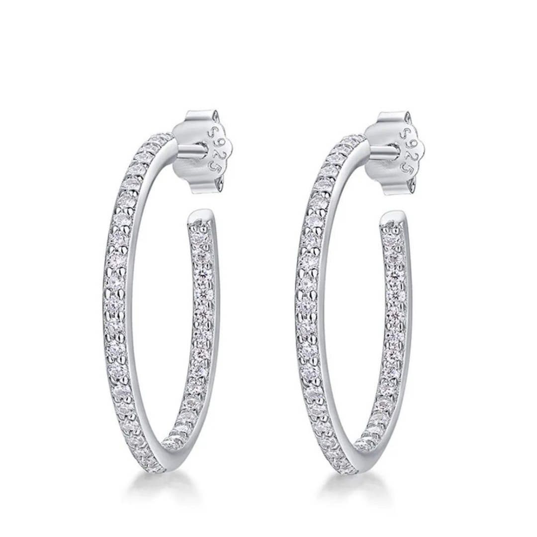 Brinco Argola Cravejado Moissanite Banhado a Ouro 18k
