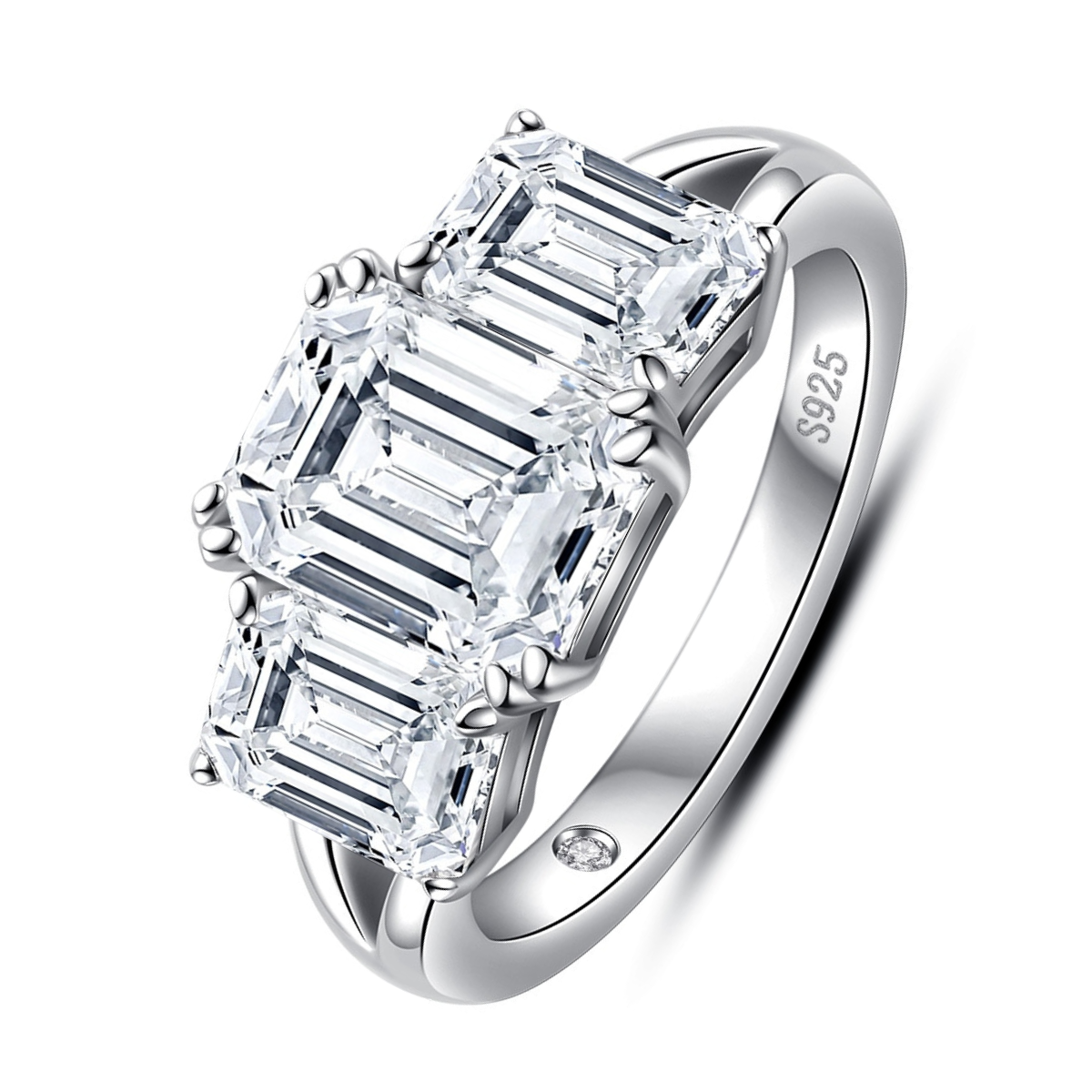 Anel Trinity Asscher Moissanite Banhado a Ouro 18k