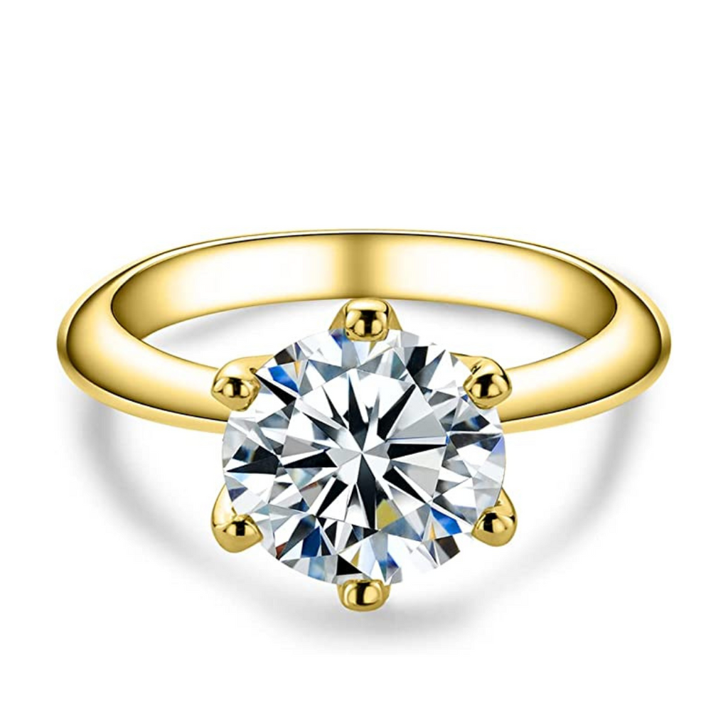 Anel Solitário Moissanite Gold Banhado a Ouro 18k