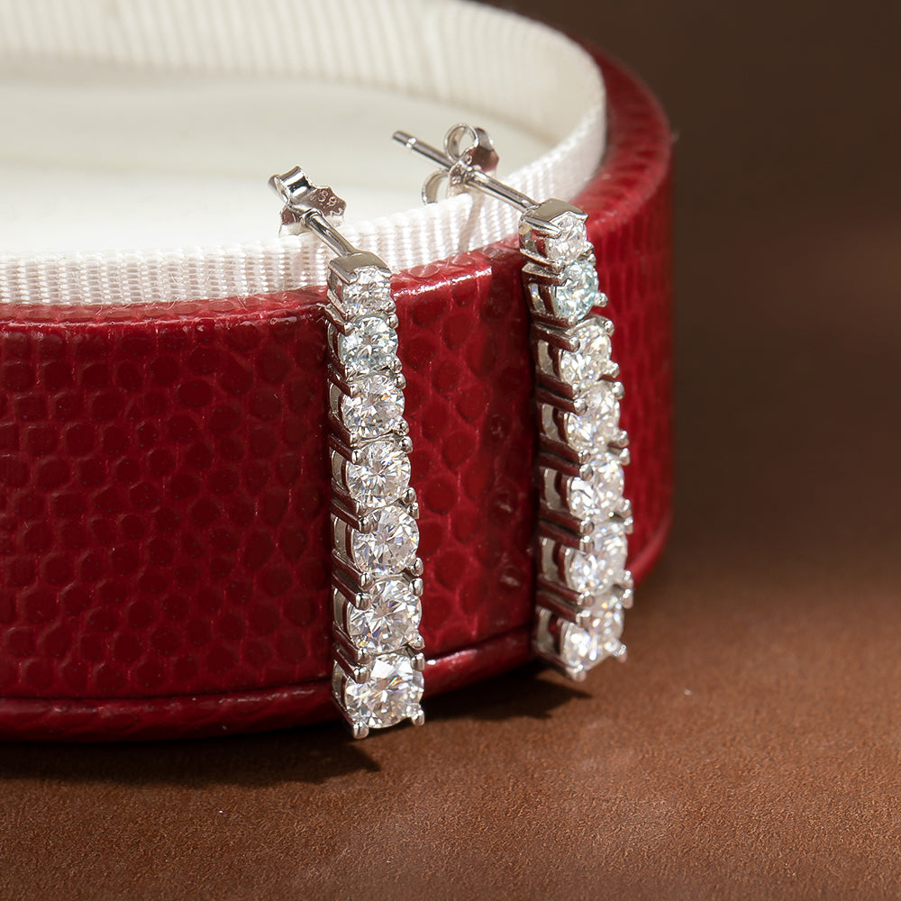 Brinco Pendente Moissanite Cravejado Banhado a Ouro 18k