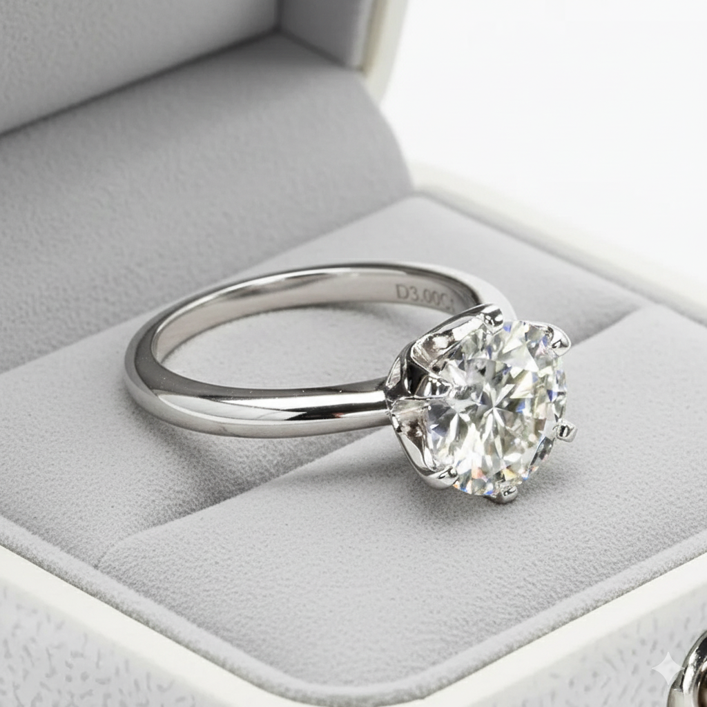 Anel Solitário Brilhante Moissanite Banhado a Ouro 18k