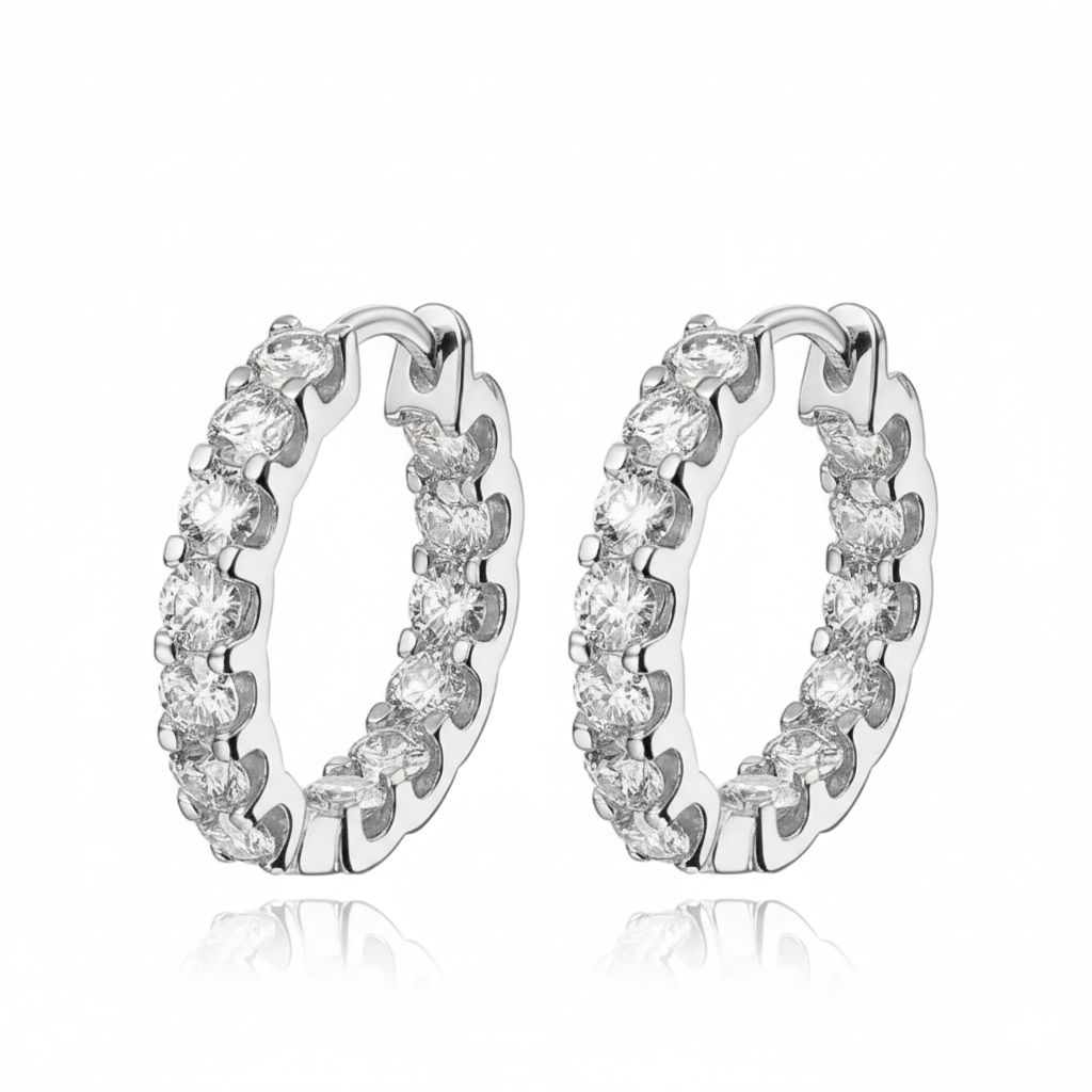 Brinco Argola Luxury Moissanite Banhado a Ouro 18k