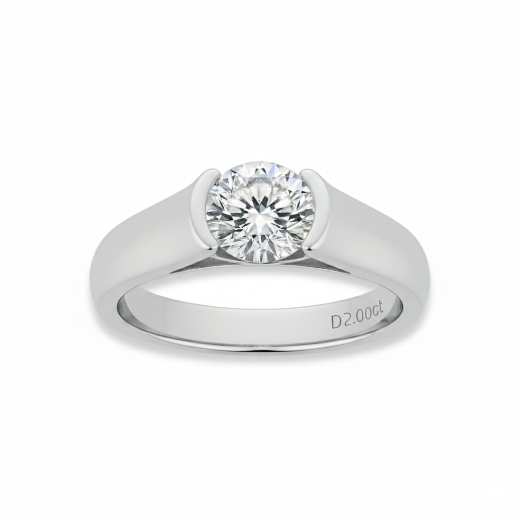 Anel Luar Solitário Moissanite Banhado a Ouro 18k