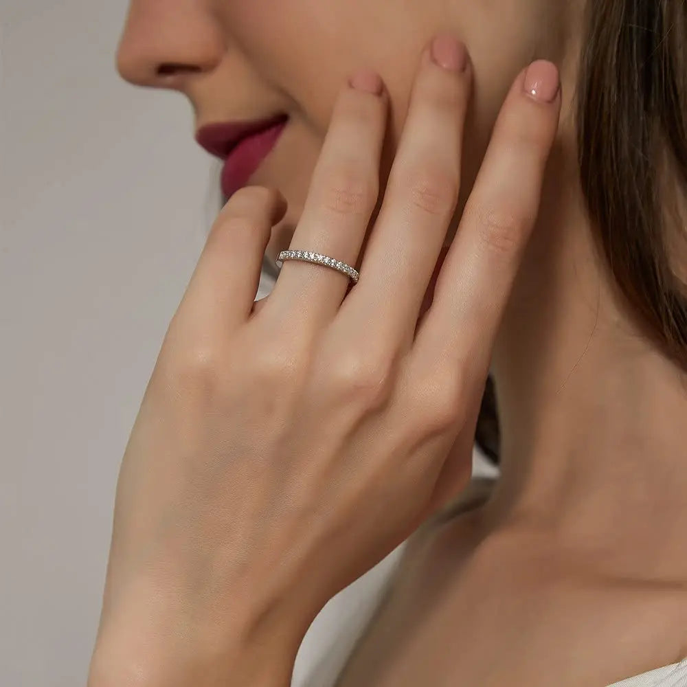 Aliança 100 Pontos Moissanite Banhada a Ouro 18k