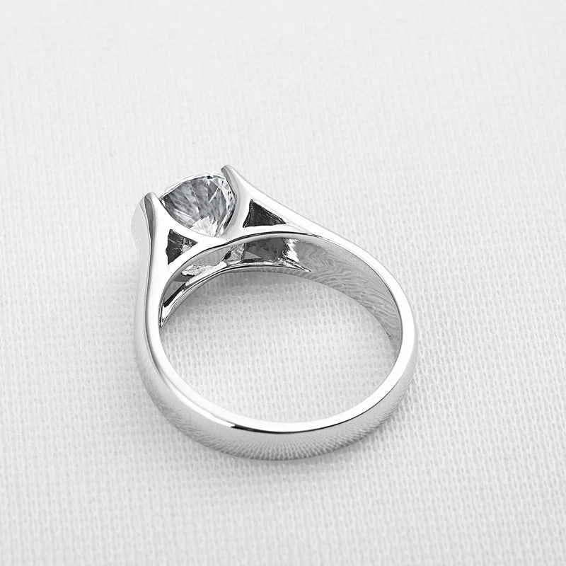 Anel Luar Solitário Moissanite Banhado a Ouro 18k
