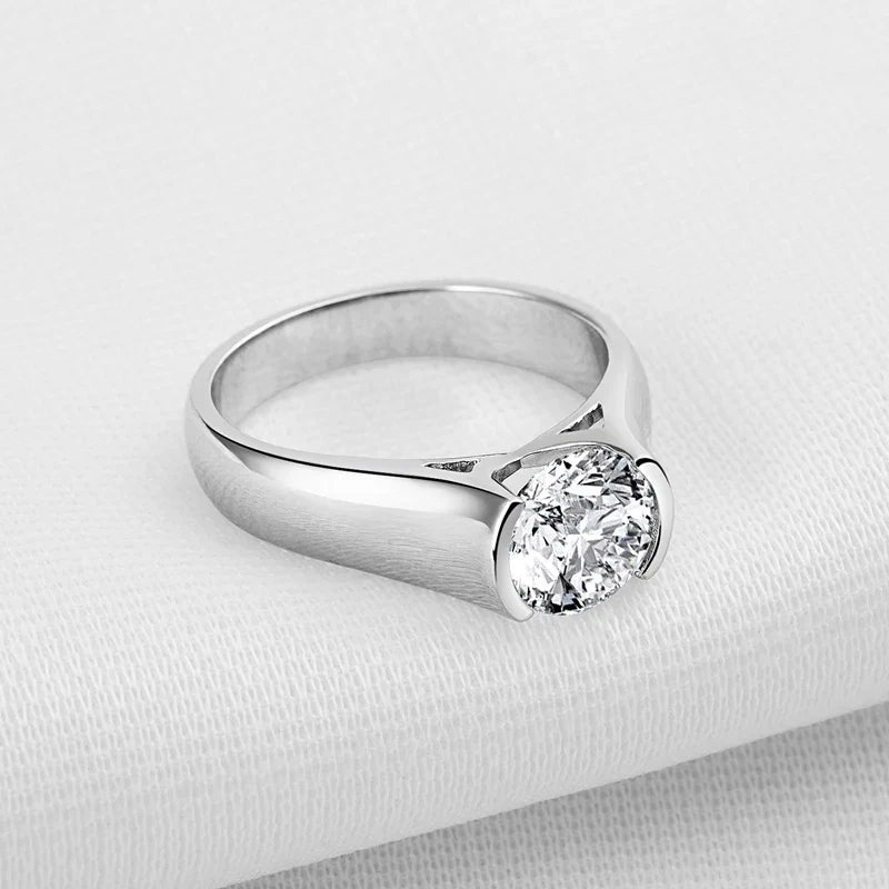 Anel Luar Solitário Moissanite Banhado a Ouro 18k