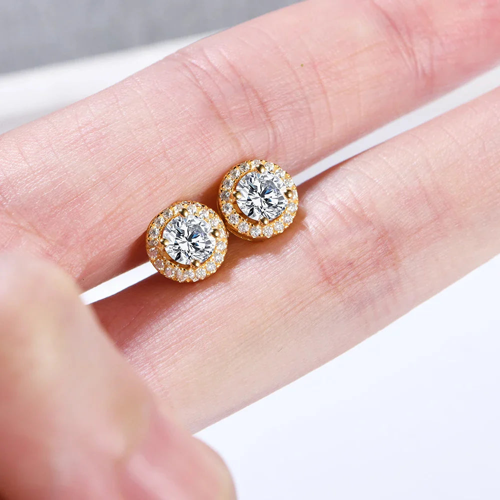 Brinco Cravejado Moissanite Banhado a Ouro 18k