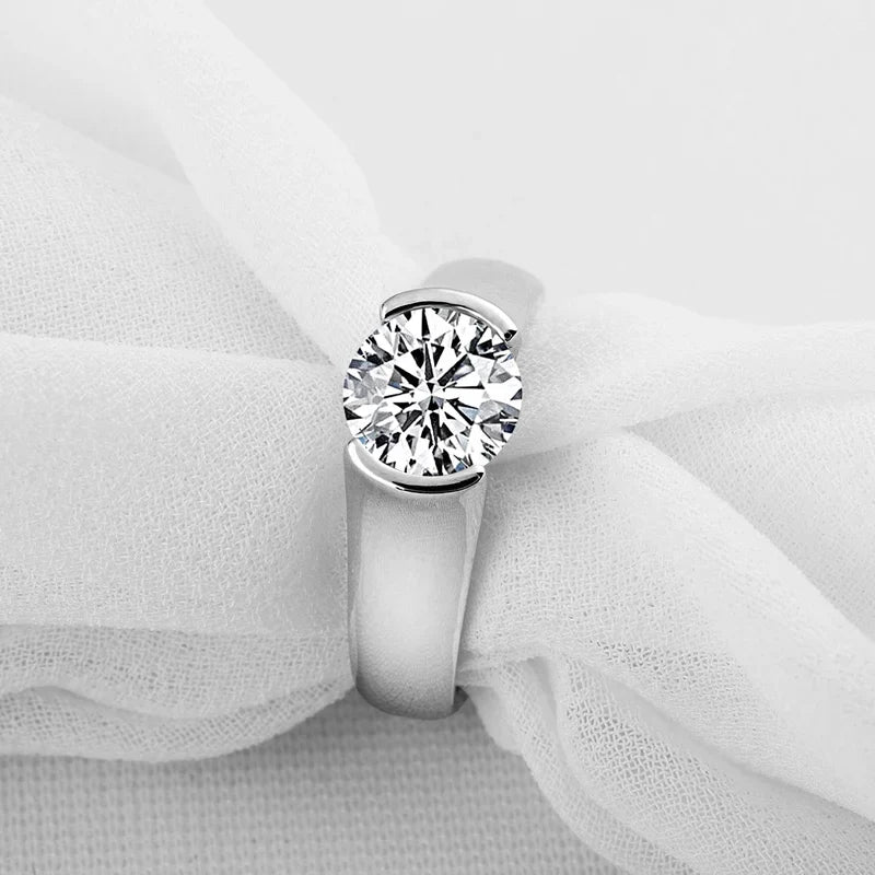 Anel Luar Solitário Moissanite Banhado a Ouro 18k