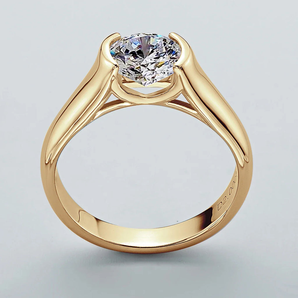 Anel Luar Solitário Moissanite Banhado a Ouro 18k