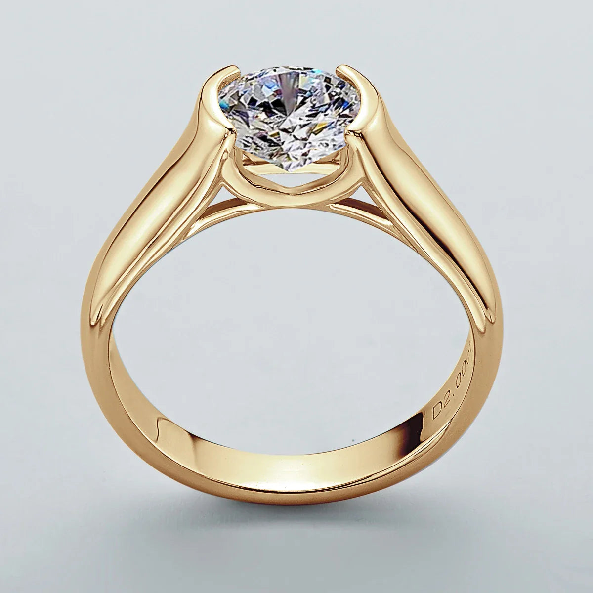 Anel Luar Solitário Moissanite Banhado a Ouro 18k