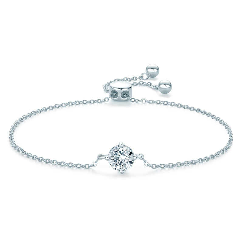 Pulseira Moissanite Brilho Solitário Banhada a Ouro