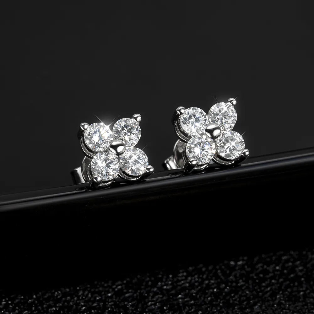 Brinco 4 Pedras Moissanite Banhado a Ouro 18k