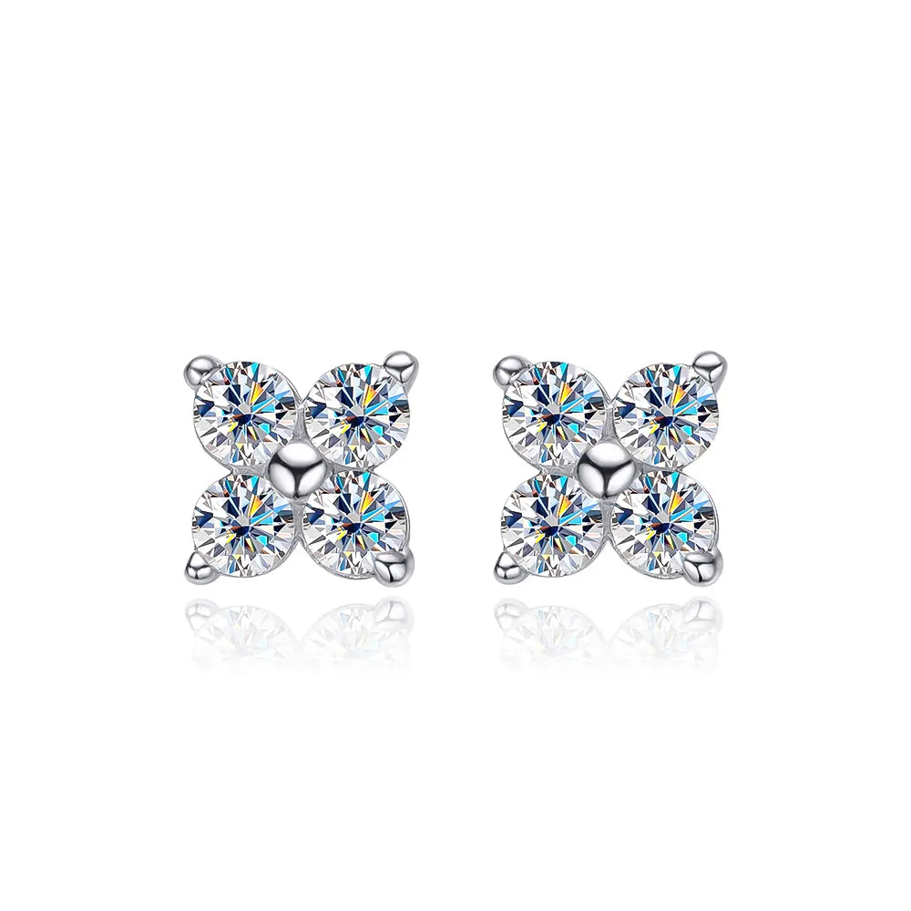 Brinco 4 Pedras Moissanite Banhado a Ouro 18k