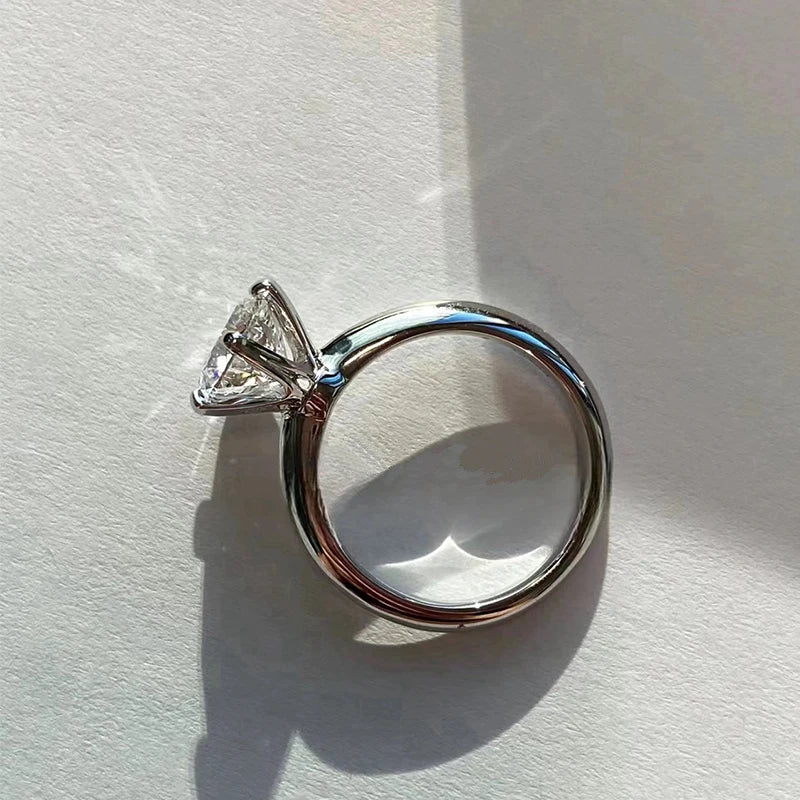 GRA Certified 1-5ct Moissanite Ring D Color Lab Diamond Real S925 Sterling Silver Six Prong Wedding Ring Fine Jewelry for Women