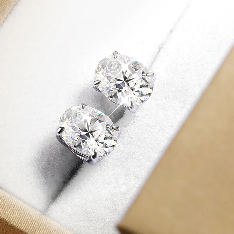 Brinco Solitário Oval Moissanite Banhado a Ouro 18k