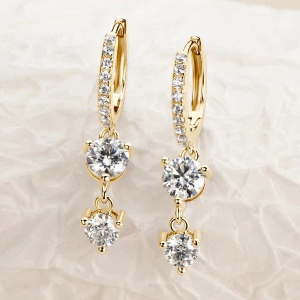 Brinco Pendant Brilhante Moissanite Banhado a Ouro 18k