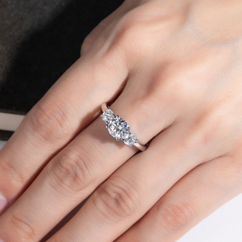Anel Triplo Brilho Moissanite Banhado a Ouro 18k