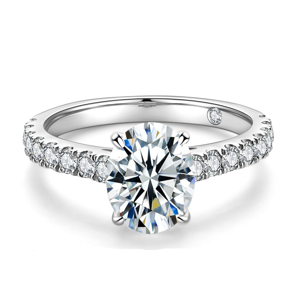 Anel Zênite Oval Moissanite Cravejado Banhado a Ouro 18k