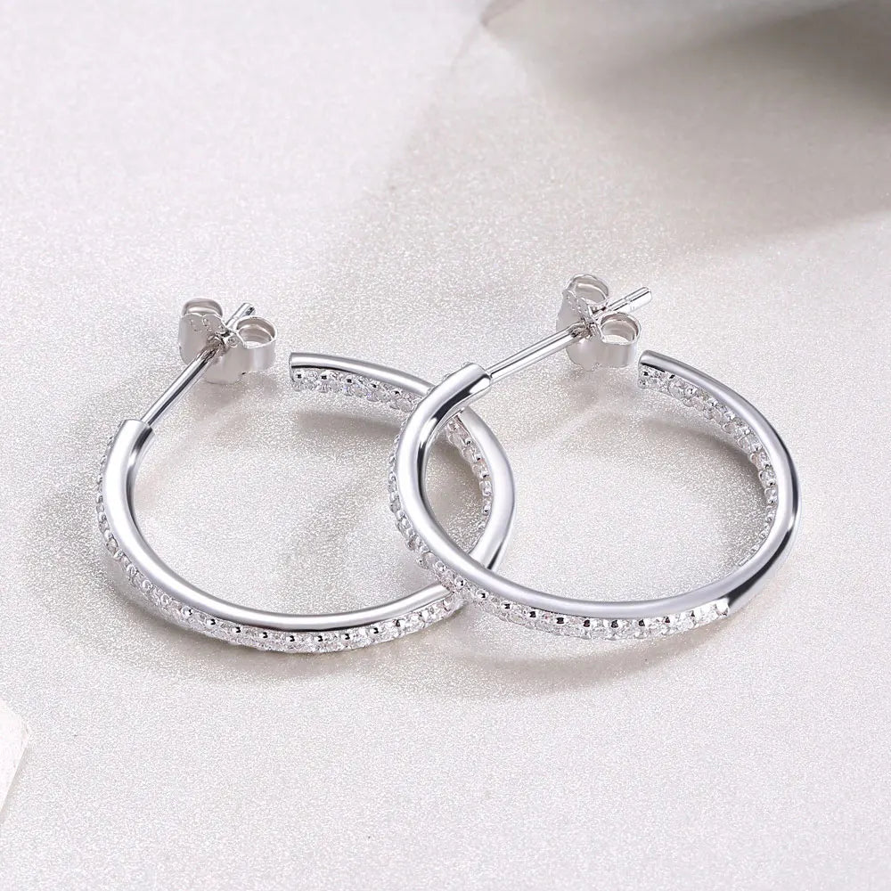 Brinco Argola Cravejado Moissanite Banhado a Ouro 18k