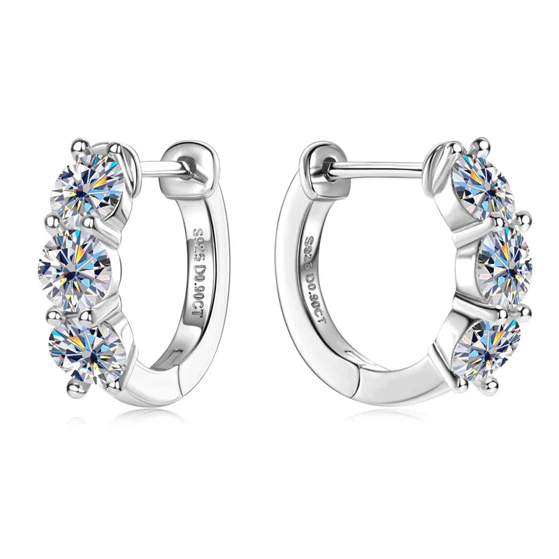 Brinco Três Estrelas Moissanite Banhado a Ouro 18k