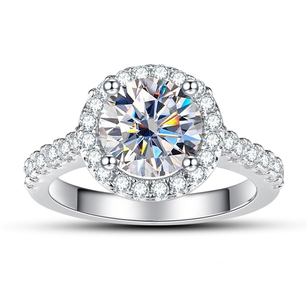 Anel Coroa Brilhante Moissanite Cravejado Banhado a Ouro 18k