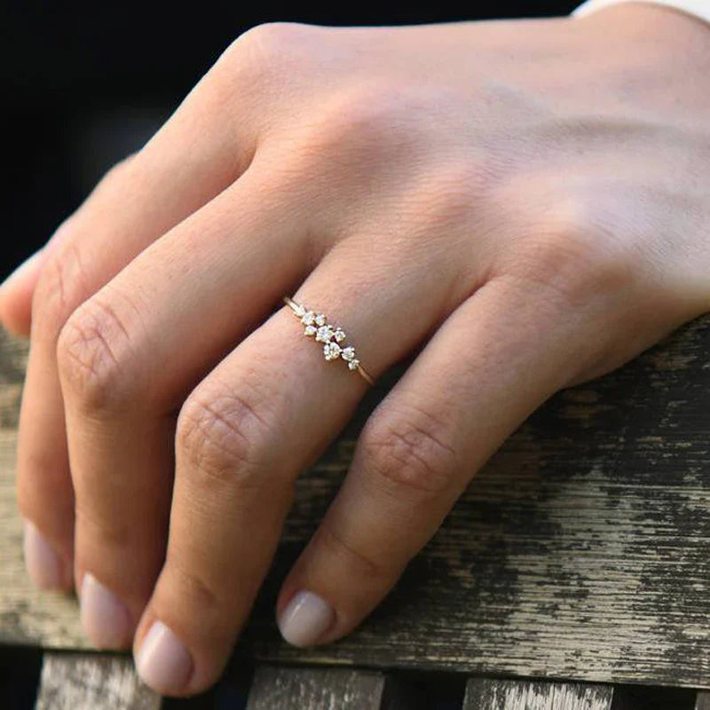 Anel Constelação Moissanite Banhado a Ouro 18k