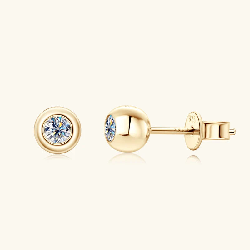 Brinco Ponto Brilhante Moissanite Banhado a Ouro 18k
